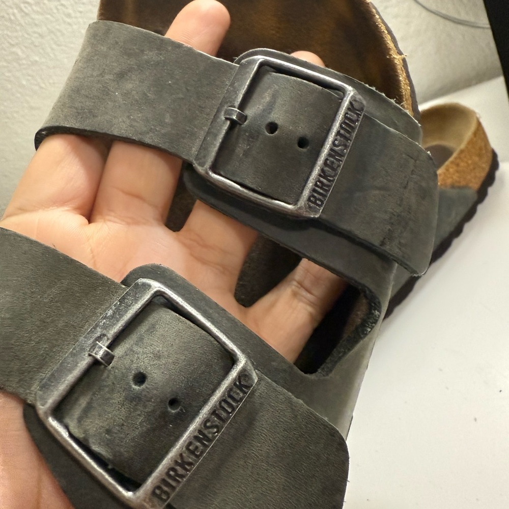 Birkenstock  Arizona mens Dark Gray Slide Sandals - Picture 5 of 6